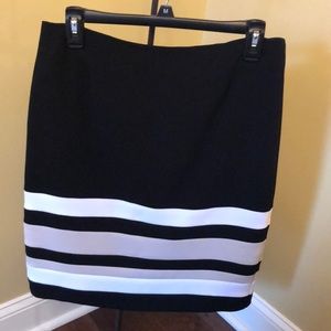 Black skirt with white and cream stripes